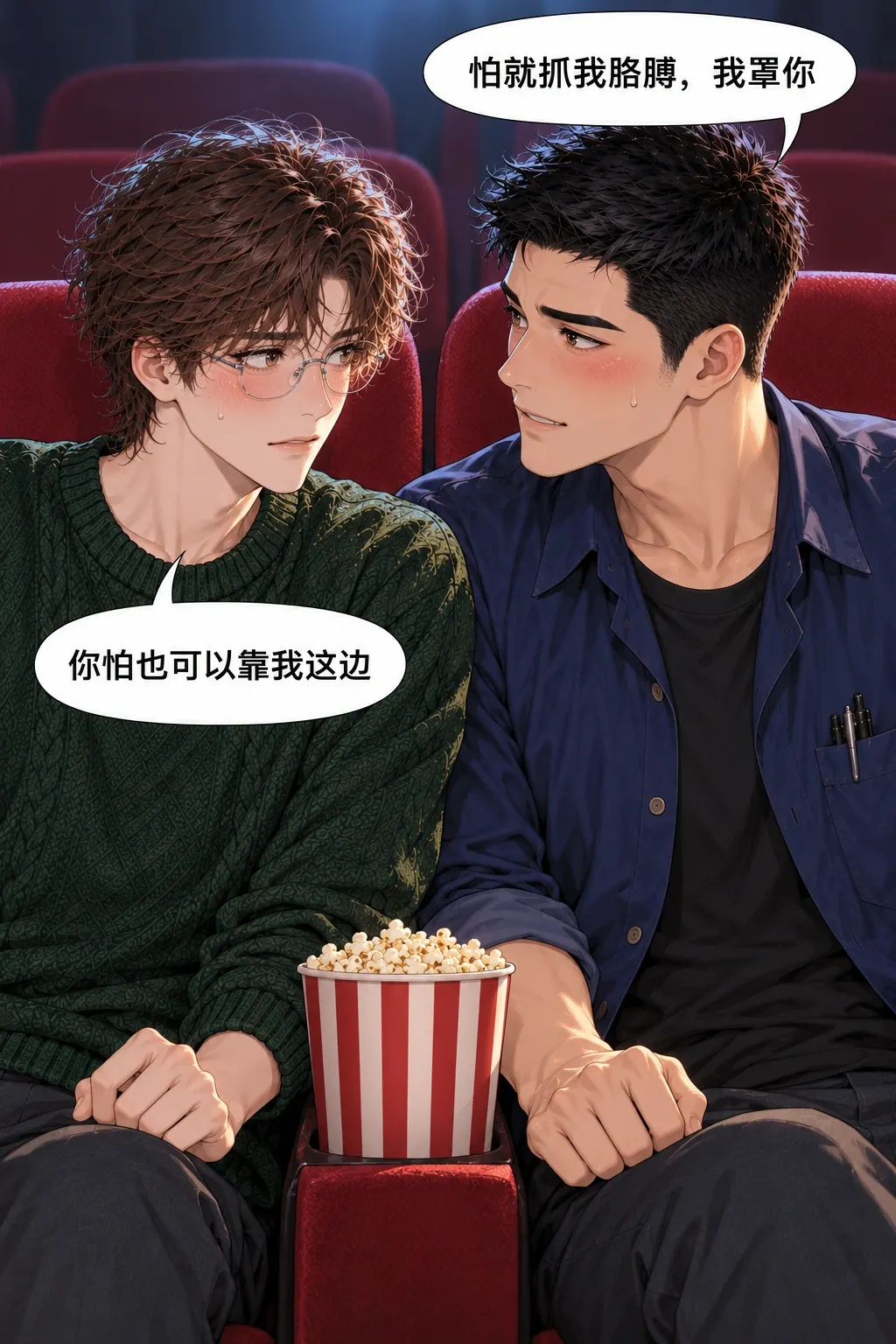 看片吃粉约会夜漫画画面：入座互相放话逞强