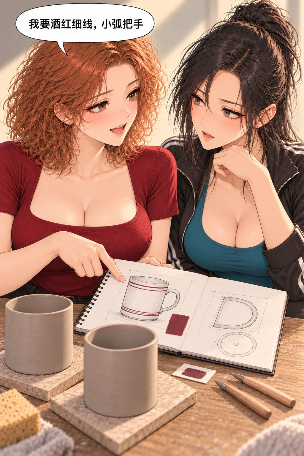 对杯的把手漫画画面：两人的真实需要都被表达