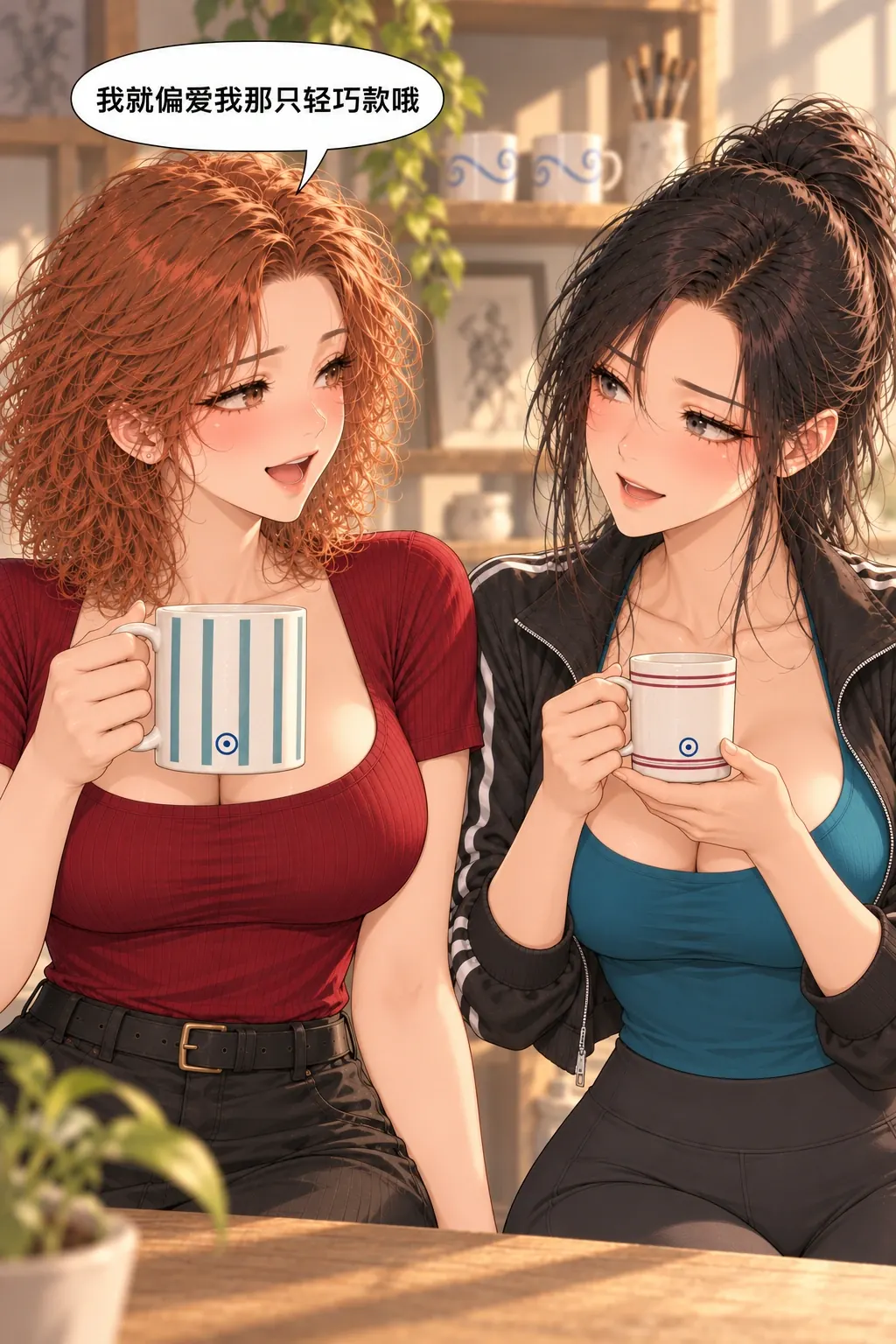 对杯的把手漫画画面：不同偏好可以直接说，不是不能拿