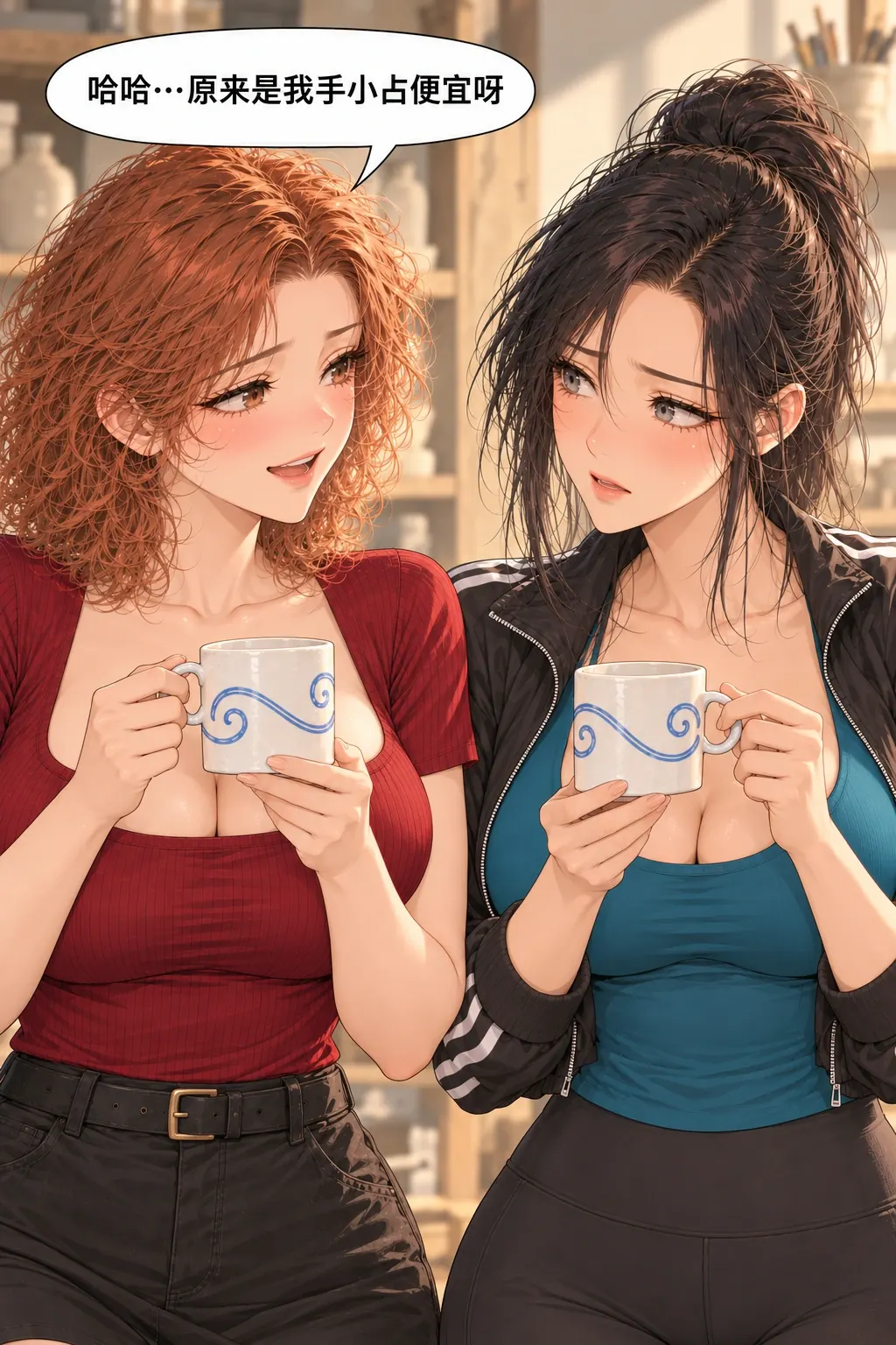 对杯的把手漫画画面：换同款并未改变手宽差别