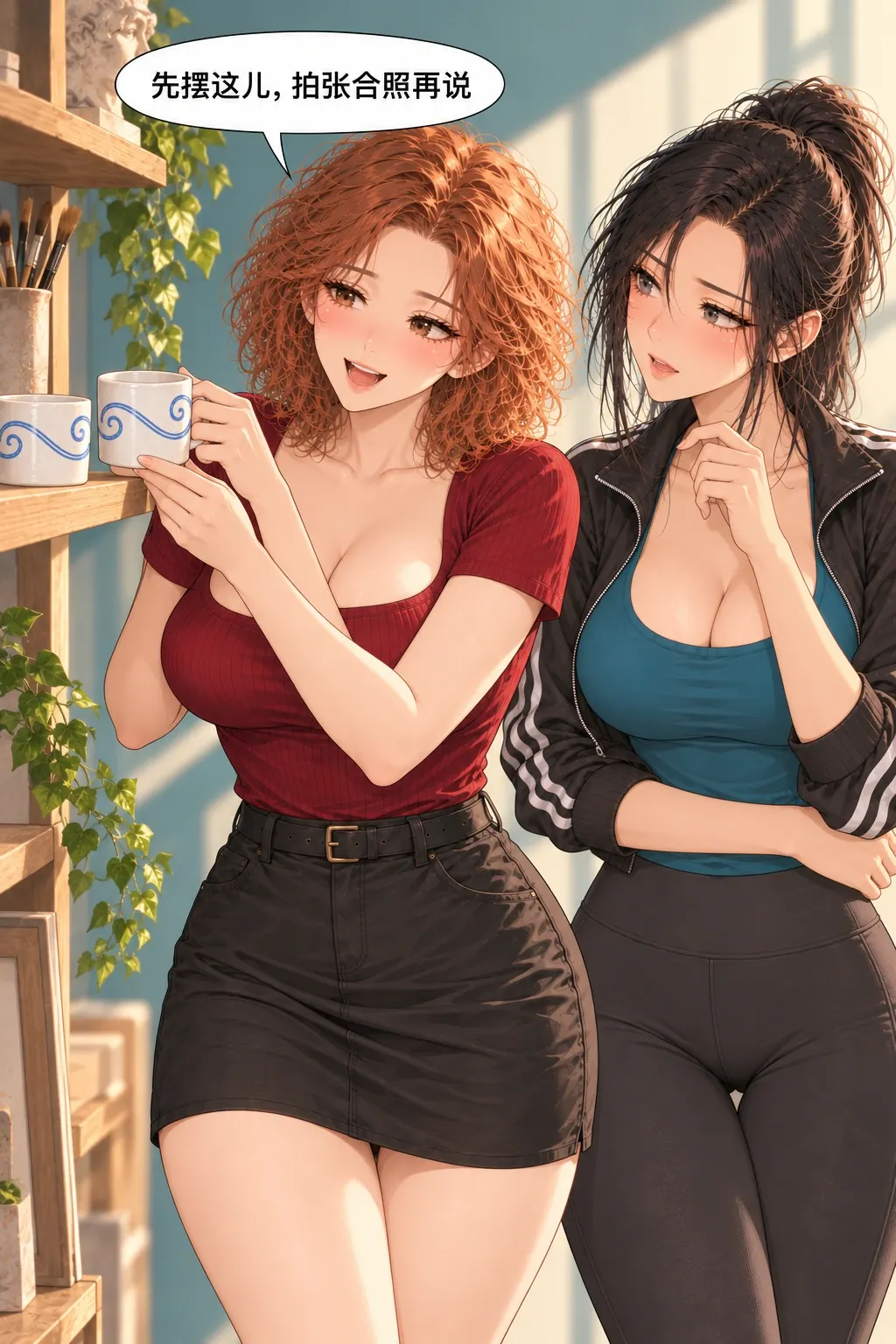 对杯的把手漫画画面：保住好看的一对，暂时搁置使用问题
