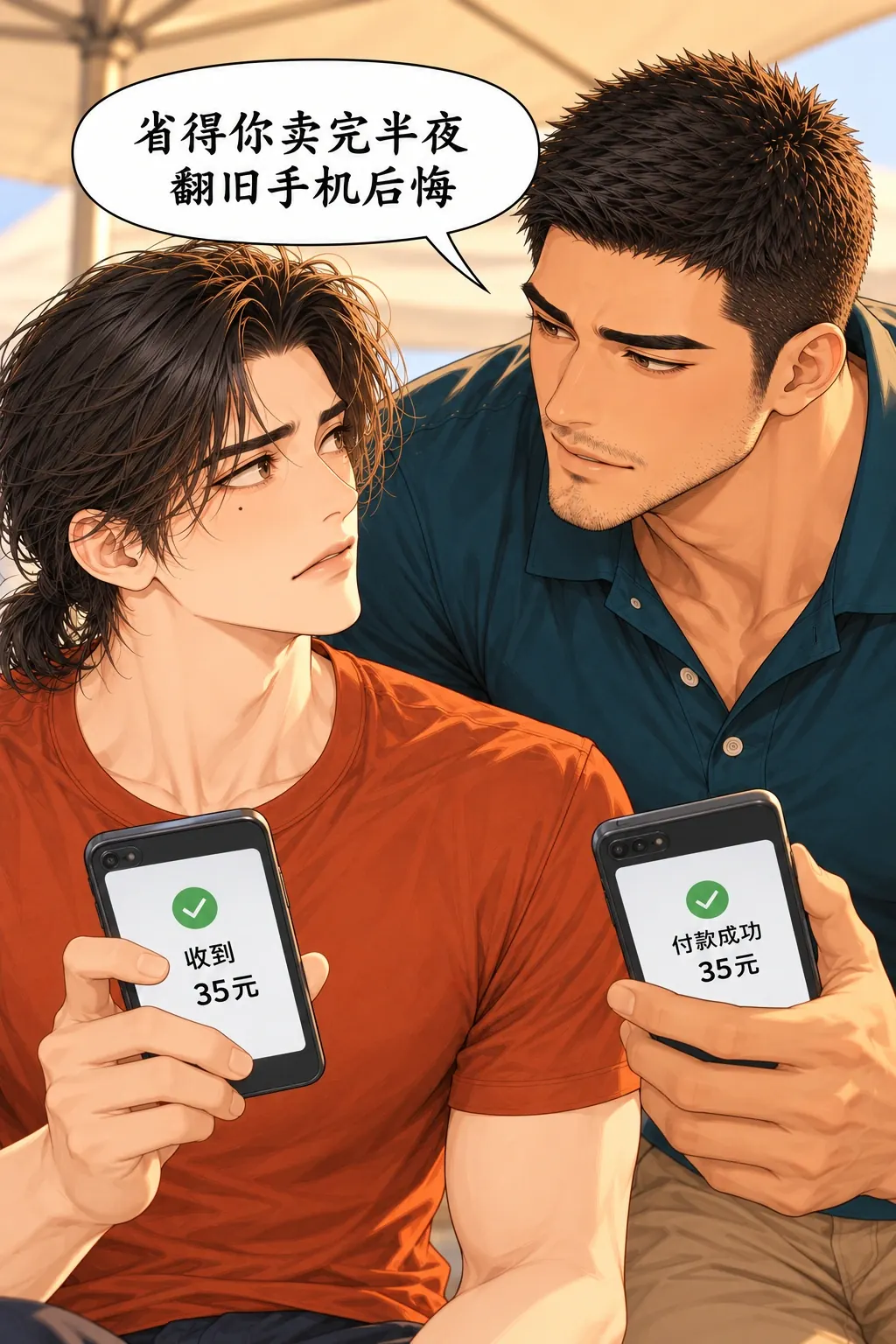 男朋友把摊包圆了漫画画面：贺闻转账给季朗
