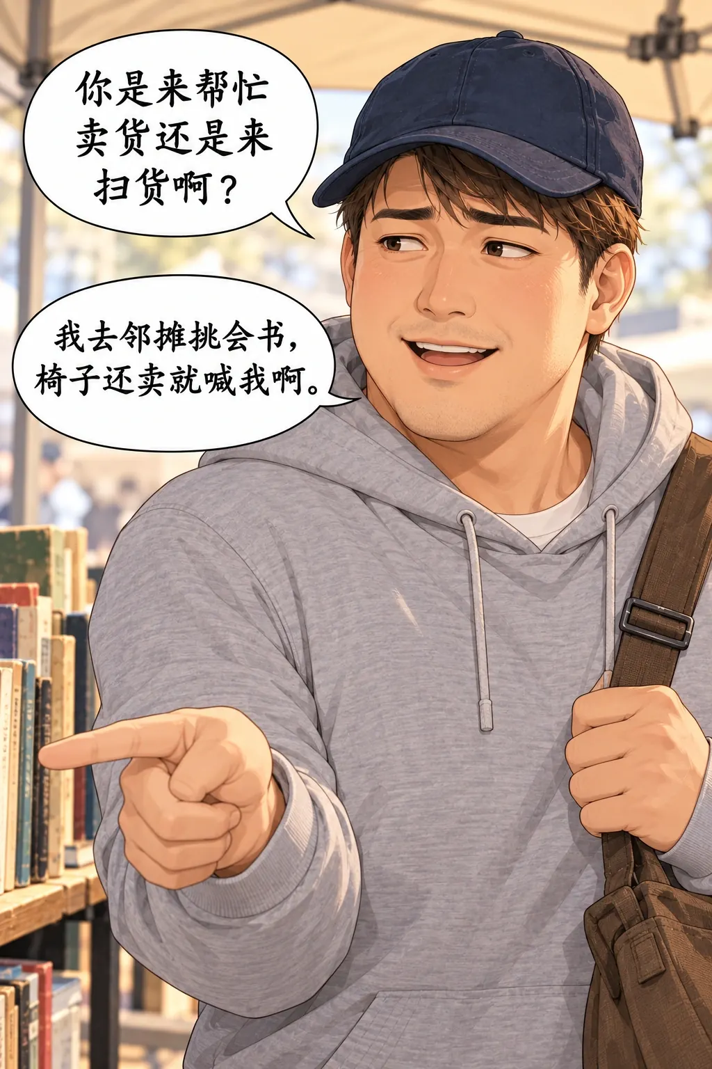 男朋友把摊包圆了漫画画面：陈先生吐槽后主动去邻摊等