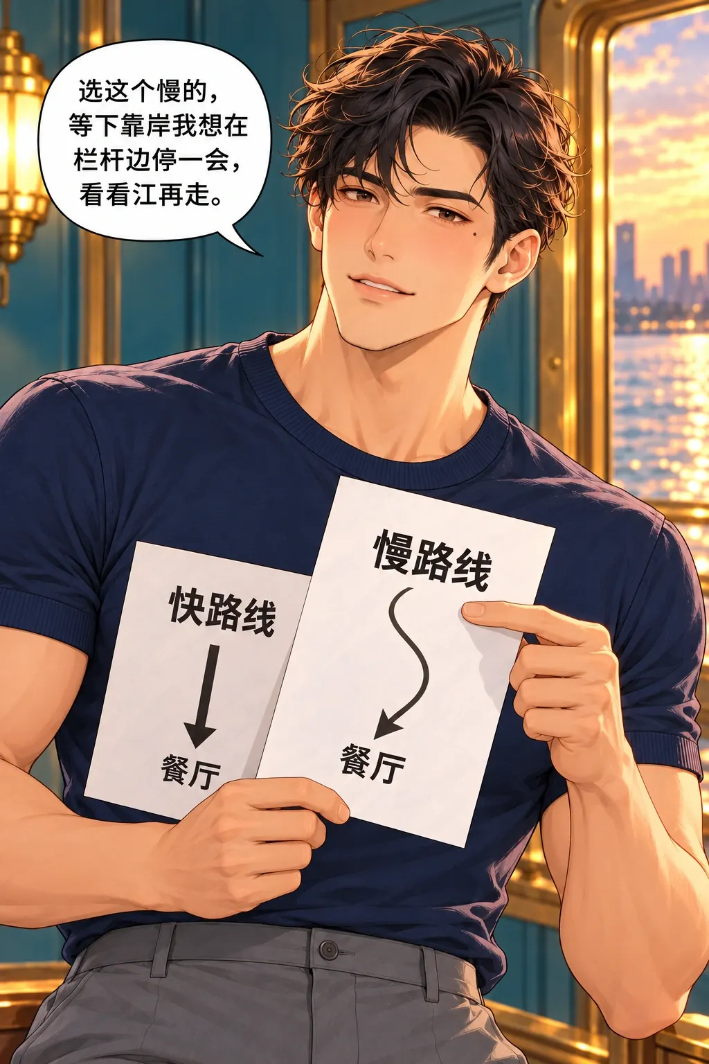 第三条路，坐回去漫画画面：孟遥做出第一个选择
