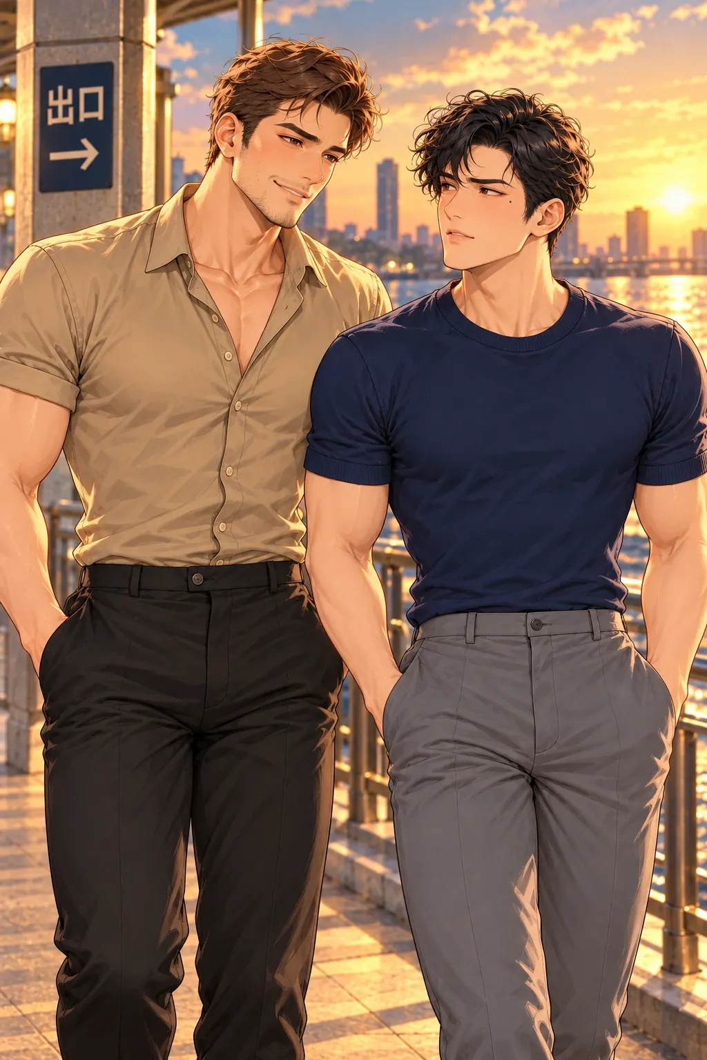 第三条路，坐回去漫画画面：两人正式踏上浦东码头岸边