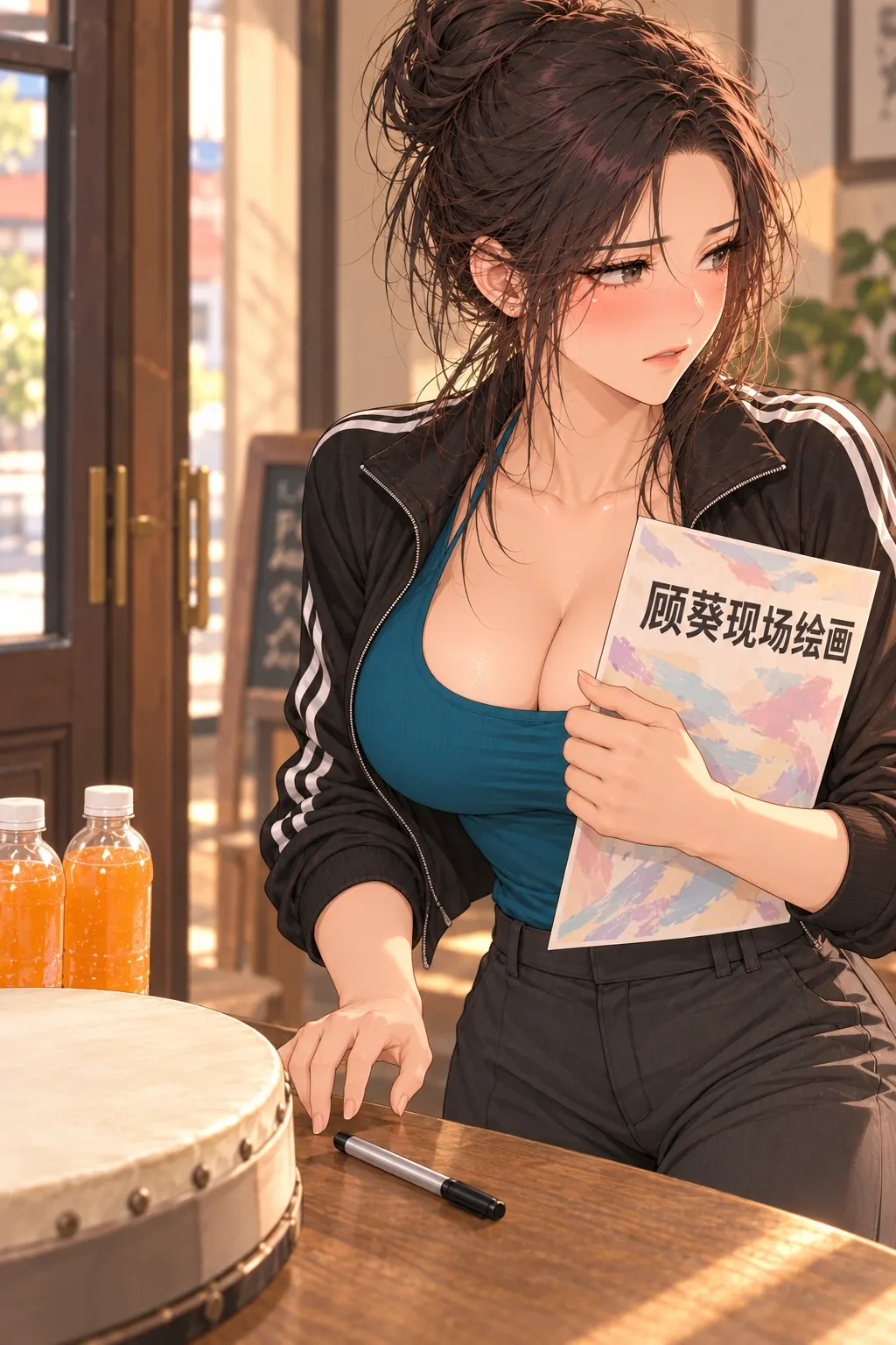 她今天下班了漫画画面：乔岚主动放下笔停止讨价还价，准备向周叔承担错误。
