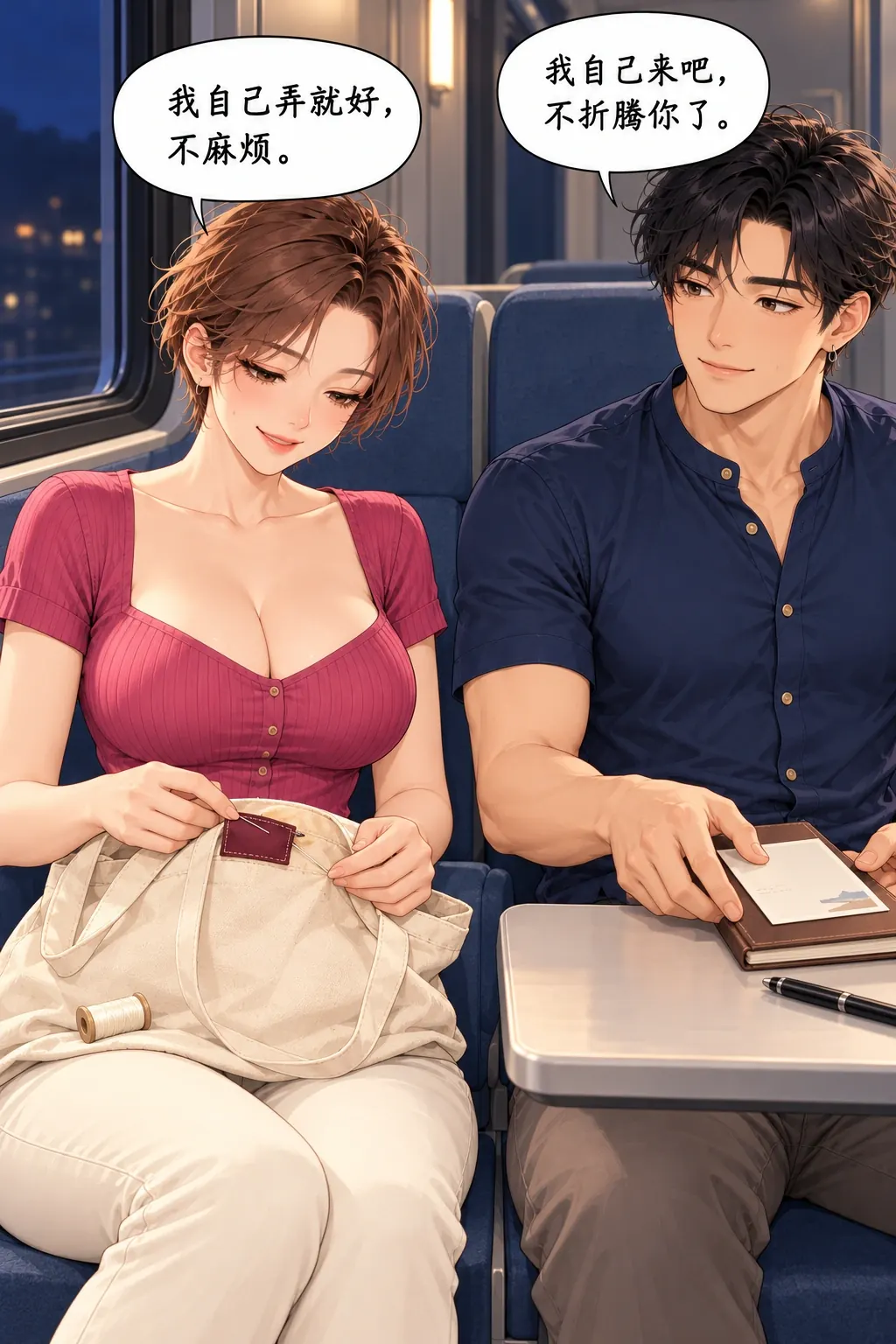 这忙还不完了漫画画面：两人各自说自己来，具体收回自己的私事；不责备也不再加补偿。