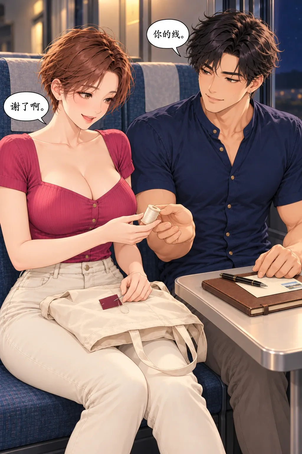 这忙还不完了漫画画面：第一次普通帮助完成，孟停了一下自己的写卡，陶道谢。