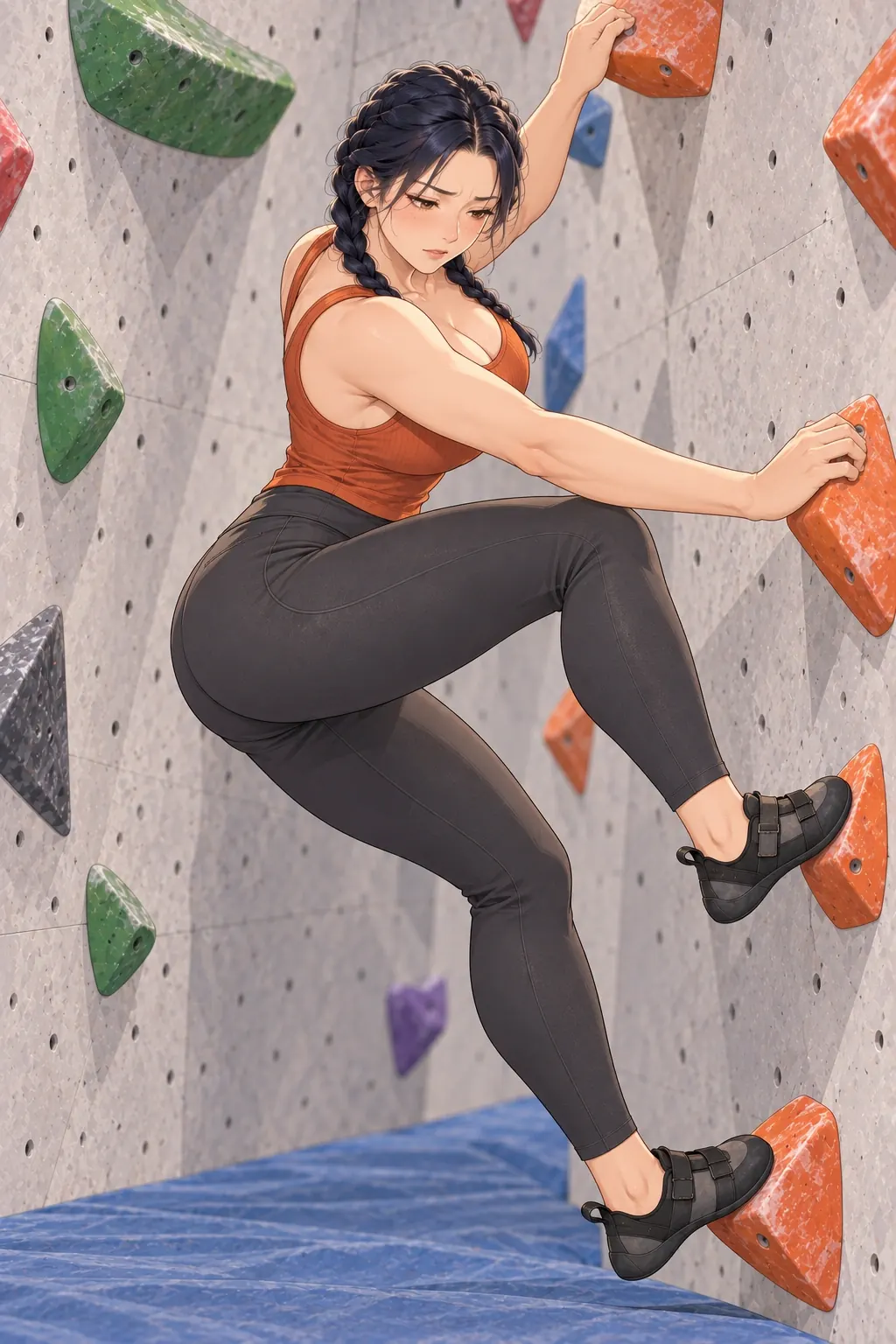 热身热到收工漫画画面：女也自愿追新胜利而未得，后面的提议不是一人永远正确教另一人。