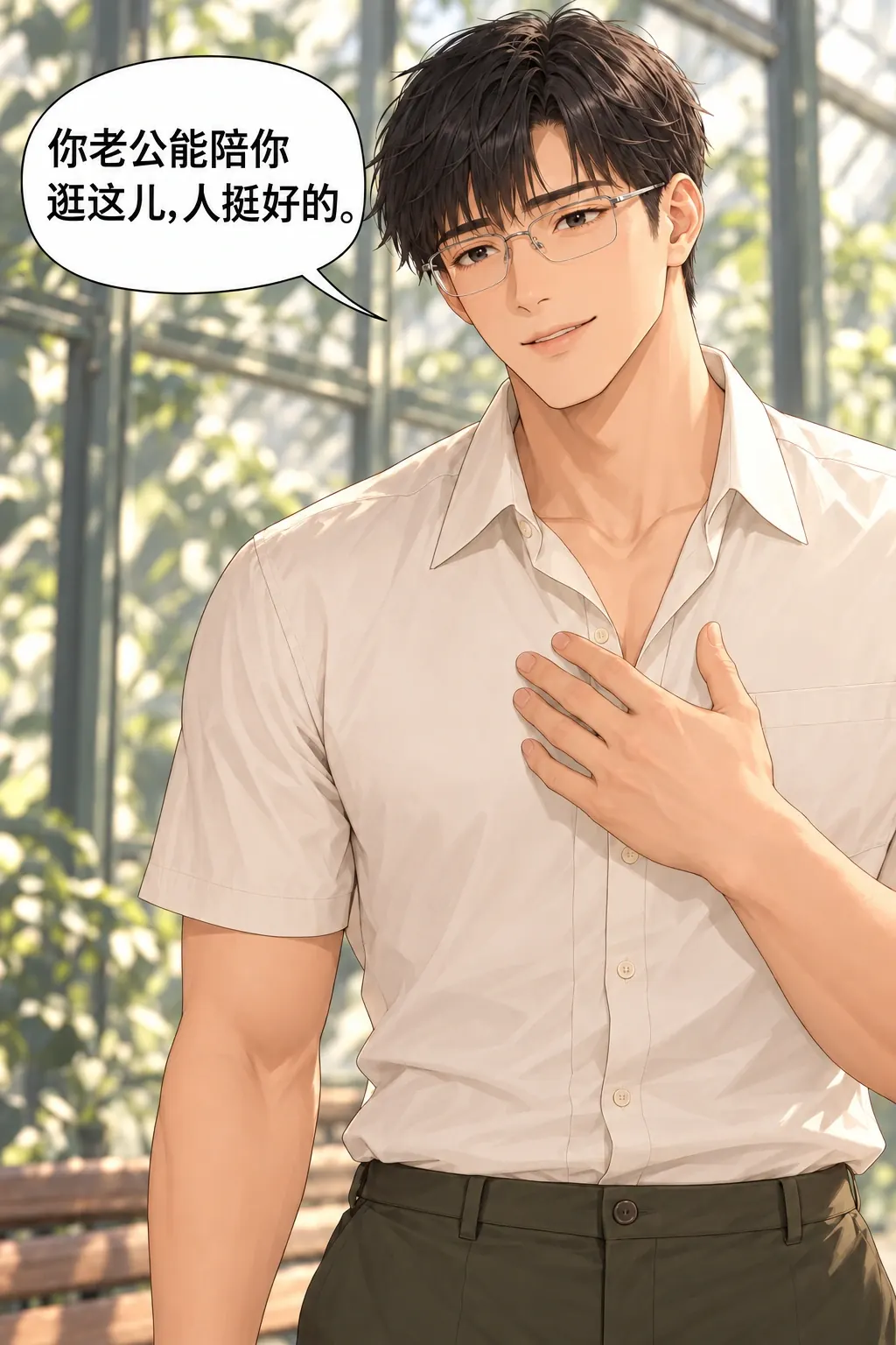 这位女士已婚漫画画面：不贬本人而自夸的办法暂时保住体面，却退出了追求者立场。