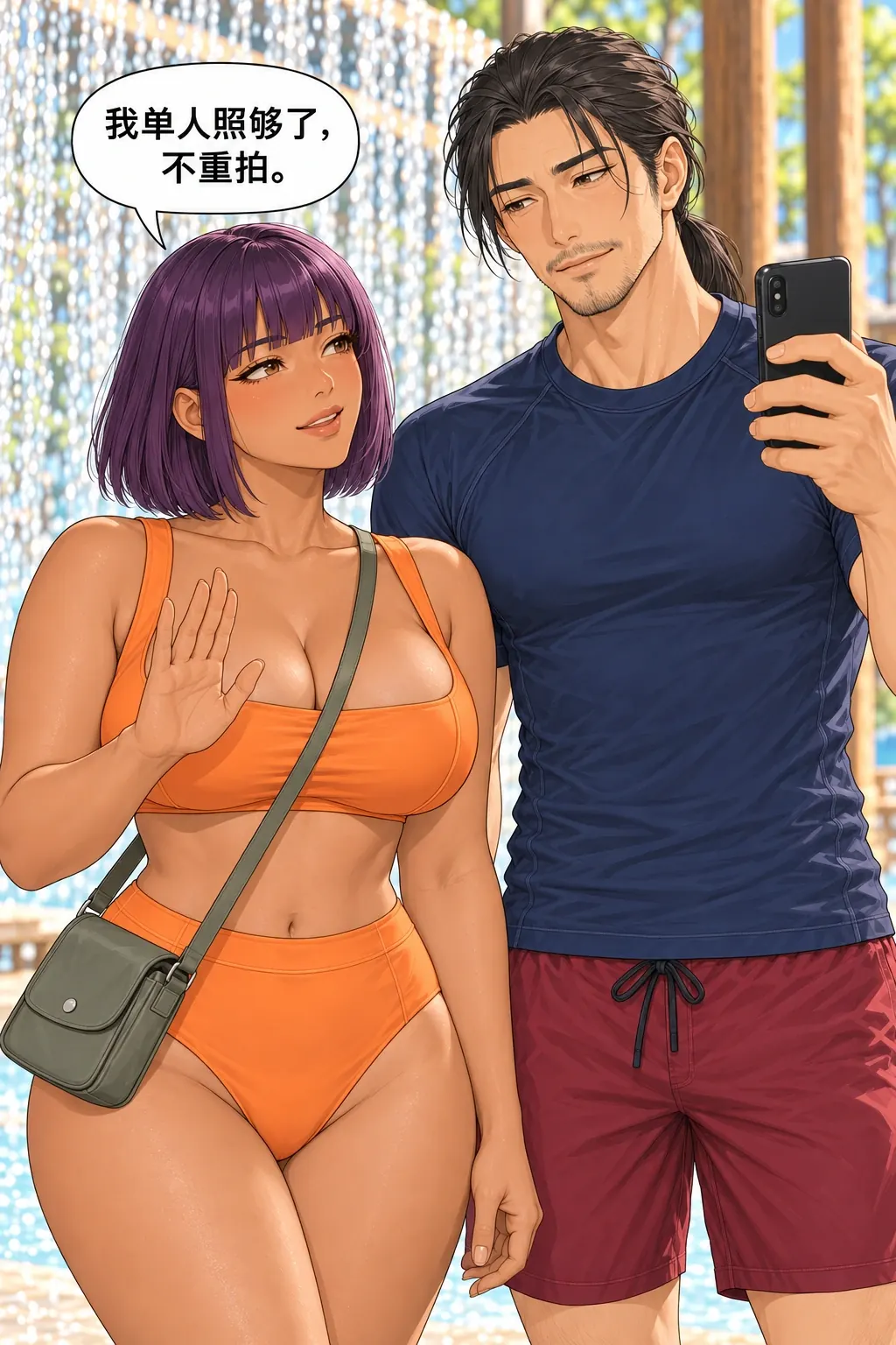 这回自然，却没拍着漫画画面：女先撤回本人索拍要求，不能替男作决定。