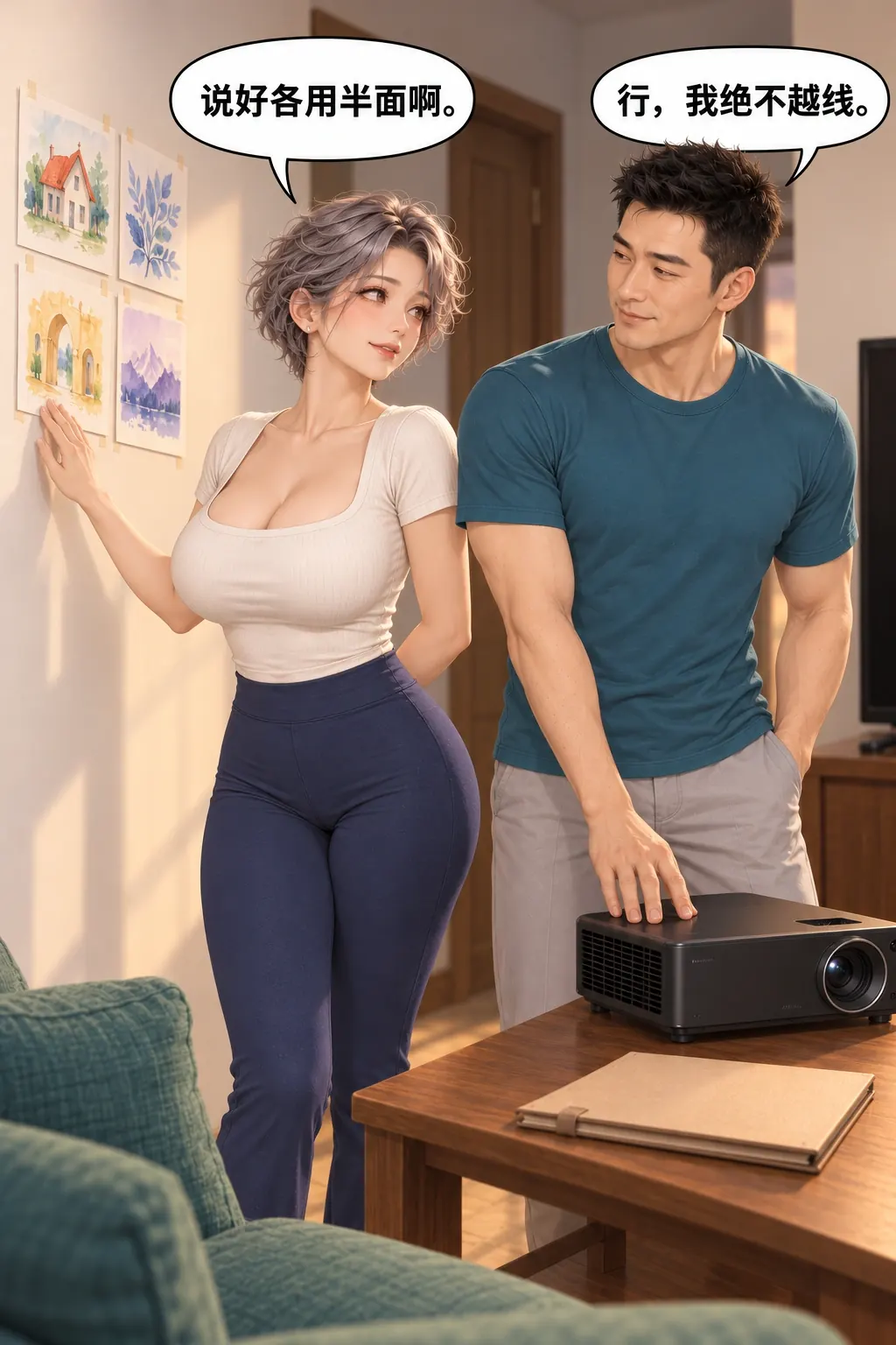 灯不认这条线漫画画面：实体确实各在半面，两人相信方案已成。