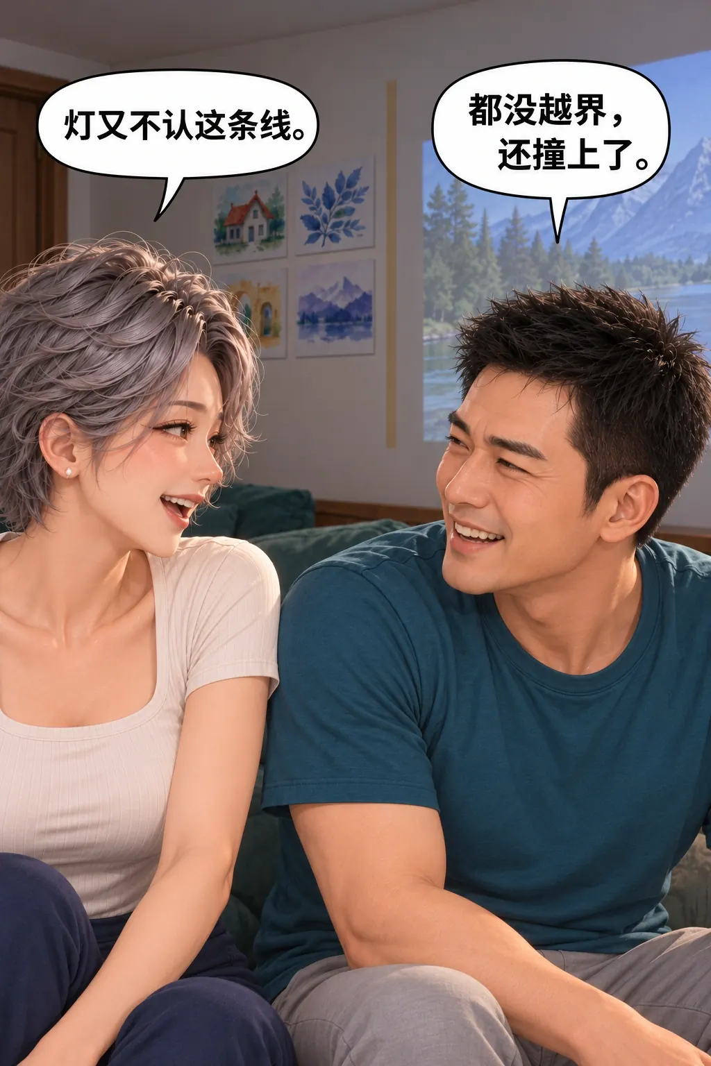 灯不认这条线漫画画面：不争谁越界，承认划墙不能划开照明和光路。