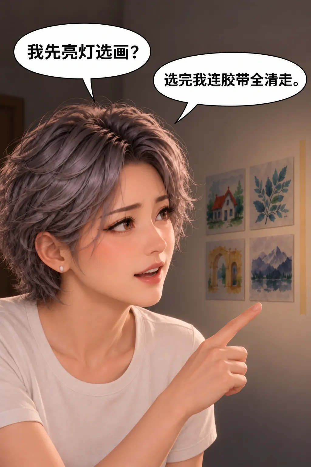 灯不认这条线漫画画面：她以自己收拾换先完成，非要求对方善后。