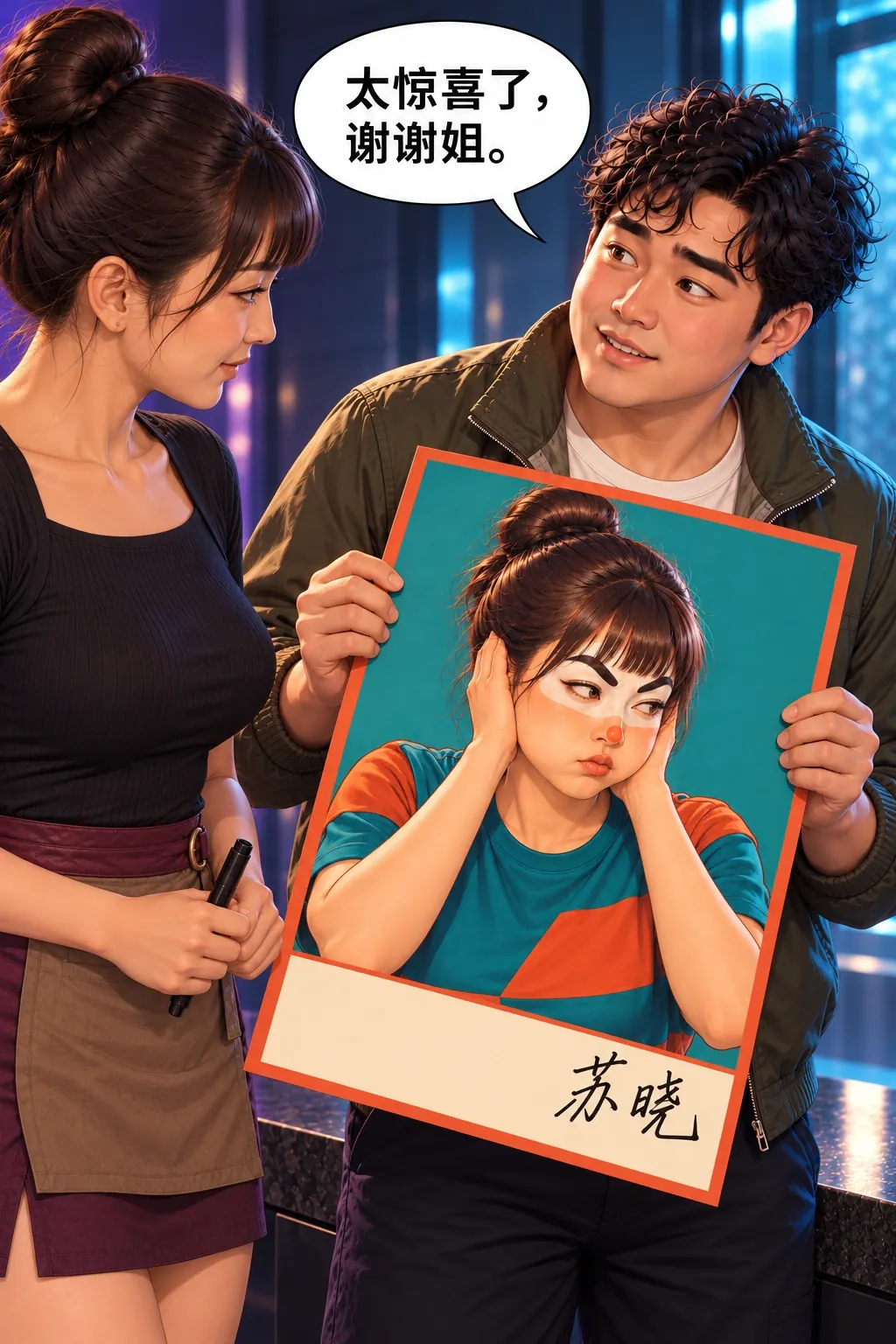 看多了，学的漫画画面：收到的是本人真的署名